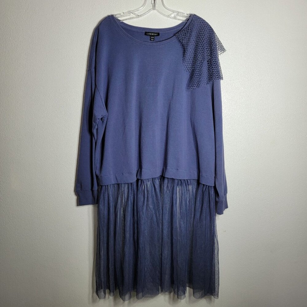 Lane Bryant Extra Long Sweatshirt Plus Size 22/24 French Terry Chiffon Hem Top